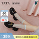 他她（TATA）李蘭迪同款魔法偵探樂(lè )福鞋女英倫風(fēng)黑色單鞋小皮鞋厚底JK鞋子 黑色（跟高6CM） 36