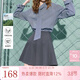 三彩2026春季新款百褶裙高腰半身裙A字裙短裙女 深邃灰 M