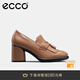 愛(ài)步（ECCO）高跟鞋女 優(yōu)雅流蘇深口牛皮粗跟正裝單鞋女  雕塑奢華222663 HL 淺棕色22266301291 36