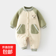 嬰兒加棉120克連體衣寶寶夾棉加厚秋冬哈衣連身衣爬服嬰幼兒棉衣 綠色（插肩熊兜兜120克棉連體） 90cm