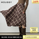 moussy 春季新品復古格紋不規則裙擺長(cháng)款半身裙028IAA31-1027 065花紋棕色 S