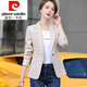 皮爾卡丹（pierre cardin）春秋款小西裝西服小香風(fēng)格子短外套女春裝上衣女裝23新款潮洋氣職 卡其色 時(shí)尚摩登 XL 建議體重100斤-115斤
