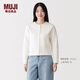 MUJI女式 緊密編織開(kāi)衫 女士衛衣外套女款女裝26年春季 BB2VUA6S 米白色 S (155/80A)