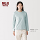 MUJI女式 天竺編織 長(cháng)袖T恤 上衣打底衫女款內搭女裝26年春季BB2Q8A6S 淺藍色 M (160/84A)