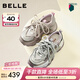 百麗（Belle）時(shí)尚撞色老爹鞋女2026春新厚底增高機能風(fēng)休閑鞋B3014AM6 金色 38 (240mm)