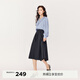 伊芙麗（eifini）朱珠代言藏青半身裙女秋裝新款百搭蓬蓬裙百褶裙 藏青 S 155/60A