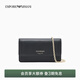 EMPORIO ARMANI/阿瑪尼官方旗艦【禮物】女牛皮革多卡位輕便迷你斜挎包 UC001-黑色 均碼