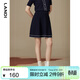 藍地（LANDI）藏藍色通勤高腰a字提花針織半身裙女短裙半裙秋新品 藏青色 L