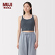 MUJI女式 棉彈力羅紋編織 短款帶罩杯背心 女士女款 FCB46C5A 煙熏藍色 S (155/80A)