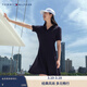 Tommy Hilfiger【萊賽爾微彈】春夏女裝氣質(zhì)休閑通勤V領(lǐng)顯瘦針織POLO連衣裙 藏青色DW5 M