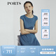 PORTS寶姿商場(chǎng)同款新品女裝氣質(zhì)純色修身短袖連衣裙LL8N021RWE005 灰燼藍 L (8)