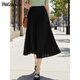 品彩（PinCai）半身裙女小個(gè)子垂感顯瘦百褶裙舒適簡(jiǎn)約松緊腰A字裙 P13QB2010
