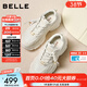 百麗（Belle）免系帶串珠老爹鞋女2026春新商場(chǎng)同款厚底增高休閑鞋E9K1DAM6 米色 36 (230mm)