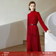 顏域復古高級感連衣裙春冬季2025新款女裝優(yōu)雅紅色氣質(zhì)小香風(fēng)裙子 紅色 XL
