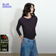BLUE ERDOST恤女春夏新款簡(jiǎn)約百搭舒適莫代爾修身長(cháng)袖打底衫 藏青 M (165)