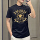 VERSACE JEANS范思哲短袖t恤男夏季新款半袖美杜莎潮流刺繡燙鉆圓領打底衫上衣 黑色 M 建議100-120斤穿