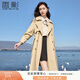 香影（xiangying）卡其色風(fēng)衣女中長(cháng)款2026春裝新款西裝領(lǐng)雙排扣英倫風(fēng)休閑外套 卡其色 XS