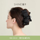 萱子（SHINE）優(yōu)雅氣質(zhì)緞面飄帶抓夾蝴蝶結輕奢感小眾亞克力發(fā)夾生日禮物送女友 黑色 1個(gè)