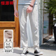 恒源祥純亞麻休閑褲男士夏季薄款中國風(fēng)長(cháng)褲子HJ128 淺卡其 L 