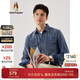 暇步士（Hush Puppies）男裝秋美式休閑復古水洗做舊牛仔襯衫長(cháng)袖 055中藍2 M