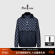 比音勒芬春秋季男士時(shí)尚菱格復古老花拼接連帽夾克柔軟休閑外套百搭 35深藍 L
