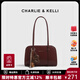CHARLIE&KELLI品牌小c&k女士包包2026新款單肩包腋下包復古百搭婚包波士頓包 羊皮玫紅【生日禮物送女友送老婆】