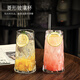 津盼夏季玻璃杯加厚水果茶杯子冰美式咖啡杯果汁杯冷飲料杯早餐牛奶杯 棱紋款【單杯】