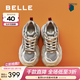 百麗（Belle）星河軌跡潮酷老爹鞋女商場(chǎng)款厚底增高休閑鞋E4P1DCM5預售 棕色 37