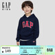 蓋璞（GAP）男女童2026春季新款logo貼布繡寬松套頭連帽衛衣兒童裝860933