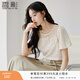 香影泡泡袖上衣女2025夏季新款立體蝴蝶提花正肩通勤法式白色上衣 米白 S 155/80A/85-95斤