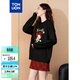 唐獅（TonLion）2024女圓領(lǐng)毛線(xiàn)衫寬松上衣 黑色 M 