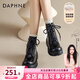 達芙妮黑色馬丁靴女2025秋冬厚款戶(hù)外旅游經(jīng)典穿搭配裙子厚底英倫風(fēng)短靴 黑色-單里7孔【筒高11CM】 36