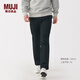 MUJI男式 彈力絲光斜紋修身褲 男士長(cháng)褲子25年春季  AE0XSA5S 黑色 XL (85cm(185/84A))