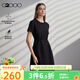 G2000【配送腰帶/多面彈性/商場(chǎng)同款】女裝2025春秋短袖連衣裙G2 多面彈-贈腰帶-黑色35寸 XL （40）