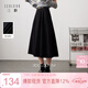 三彩2025冬季新款高腰半身裙磨毛A字裙顯瘦中長(cháng)裙大擺傘裙女