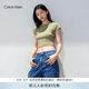 Calvin KleinJeans夏季女士休閑簡(jiǎn)約字母時(shí)尚ck辣妹短款重磅微彈正肩短袖T恤 L9N-迷迭香綠 S