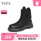 他她（TATA）他她秋冬牛皮瘦瘦靴時(shí)尚短靴切爾西靴WXB08DD5 黑色（單里） 37
