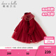 戴維貝拉（DAVE＆BELLA）兒童連衣裙冬季新款中國風(fēng)女童網(wǎng)紗裙寶寶加絨裙子小童公主裙 暗紅色【現貨】 130 cm（建議身高120-130cm）