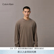 Calvin KleinJeans春秋男士休閑通勤ck刺繡純棉寬松純色打底衫長(cháng)袖T恤上衣 GPF-深咖 2XL