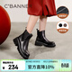 千百度（C.BANNER）冬款切爾西時(shí)裝靴短靴女鞋加絨A23590508 黑色 38 