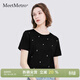 MeetMetro瑪依爾時(shí)尚減齡印花T恤女2026夏季新款寬松顯瘦短袖上衣 黑色 M