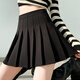 方致百褶裙女春秋夏季短裙jk制服毛呢裙子學(xué)院風(fēng)高腰a字半身裙小個(gè)子 黑色 【常規】毛呢面料 M 【95-105斤】