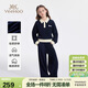 英氏（YEEHOO）女童套裝兒童衛衣褲子兩件套中大童裝休閑運動(dòng)時(shí)尚春 深藍 130