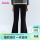 笛莎（DEESHA）女童微喇褲2025冬季款香風(fēng)花邊厚絨喇叭褲保暖休閑長(cháng)褲兒童童裝