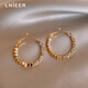 Lnieer金色碎銀子大圈圈耳環(huán)女輕奢高級感圈圈耳釘2026新款爆款素圈耳飾 金色碎銀子耳環(huán)【S925銀針】