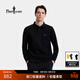 比音勒芬【輕量柔軟】春秋款男士新年休閑通勤親膚彈力翻領(lǐng)長(cháng)袖POLO衫上衣 07黑色 3XL （120）