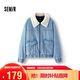 森馬（Semir）牛仔外套女冬季仿羊羔毛翻領(lǐng)夾棉寬松2025工裝風(fēng)夾克109725108017