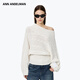 ANN ANDELMAN【周芯竹同款】解構斜肩絞花毛衣寬松慵懶復古針織衫 白色 S