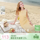 三彩2025夏季新款純棉連衣裙一字領(lǐng)法式吊帶裙極簡(jiǎn)長(cháng)裙M