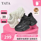 他她（TATA）泡泡奶油白色老爹鞋增高休閑鞋厚底百搭運動(dòng)鞋 AM5黑色（絨） 38